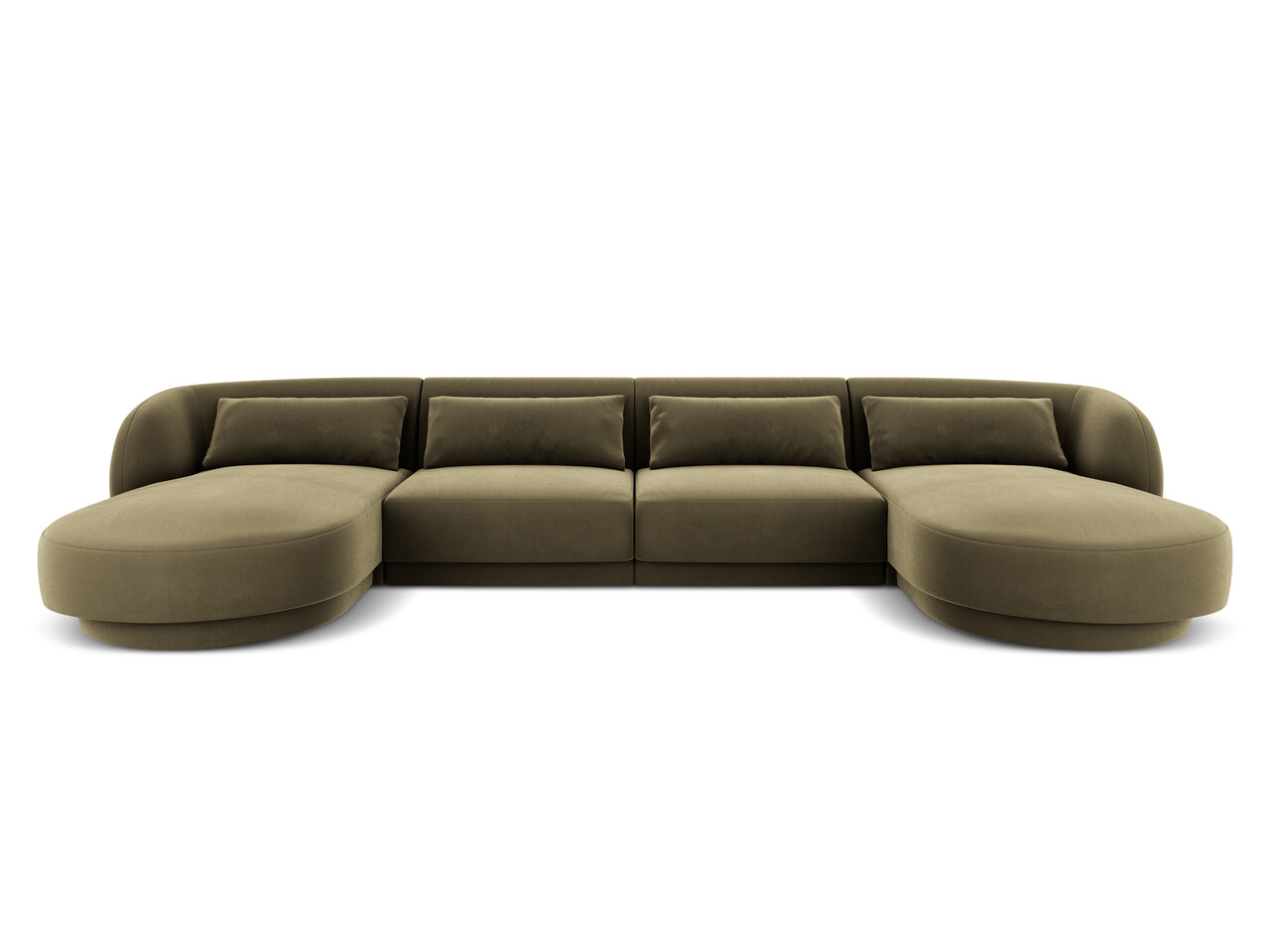 Coltar panoramic 5 locuri, Tulum, Cosmopolitan Design, 330x156x70 cm, catifea, verde - imagine 6